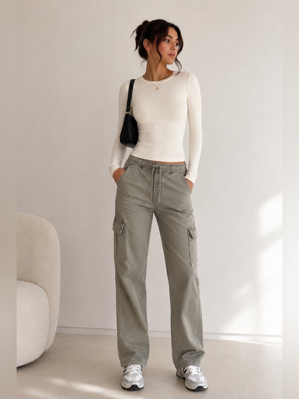 Straight Leg Cargo Pants Utility Streetwear Womens Small S Green Cool Girl